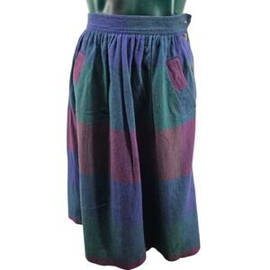 Vintage Liz Claiborne Wool Blend Check Plaid Pleated Midi Skirt Size 4 S 3830